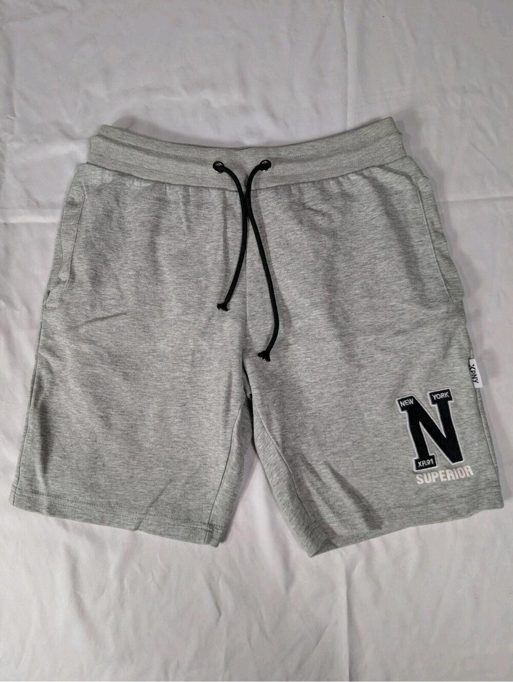 XIOS New York Athletic Shorts Gray Mens Size Small Brooklyn 1991 Graphic Casual